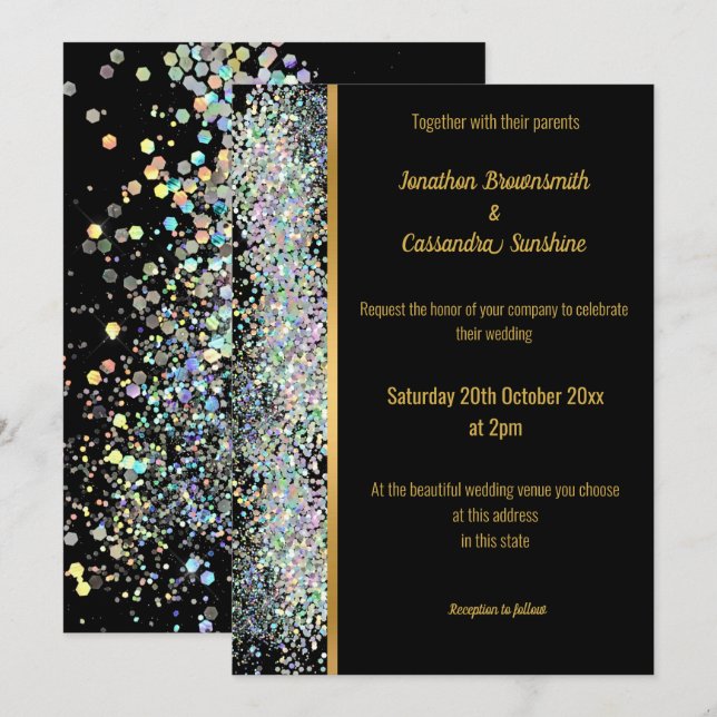 INVITACIÓN BODA DE ORO NEGRO DE RAINBOW (Anverso / Reverso)