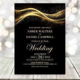 Invitación Boda de oro negro moderno