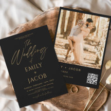 Boda de oro negro QR Código de escritura fotográfi