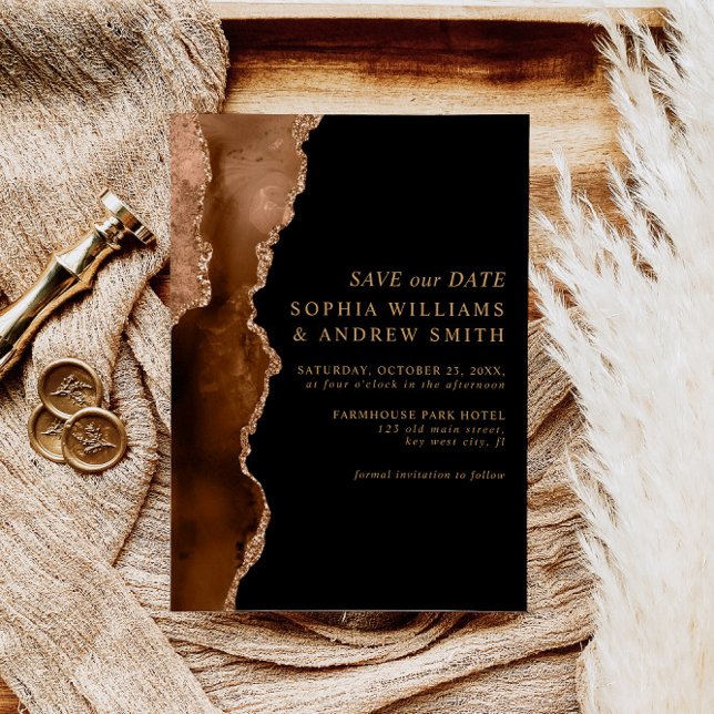 Invitación Boda de oro negro y desierto Save the Date (Subido por el creador)