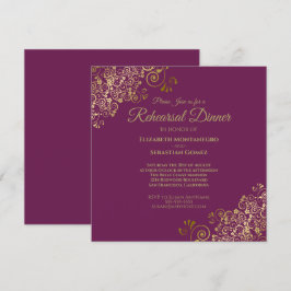 Invitación Boda de oro púrpura de Cassis Plaza de cena
