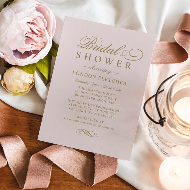 Invitación Boda de oro rosa elegante clásico ducha de novia (Subido por el creador)