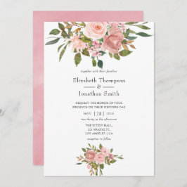 Invitación Boda de oro rosa y Rosa de Rubor