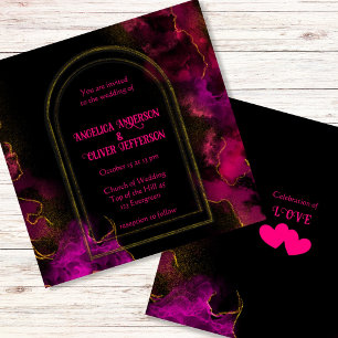 Invitación Boda de oro rosado negro