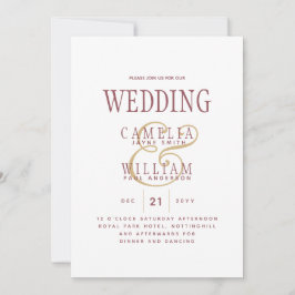 Invitación Boda de oro rosado Rosa moderno