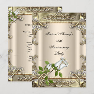 Invitación Boda de oro Rose Gold Beige 50 Aniversario