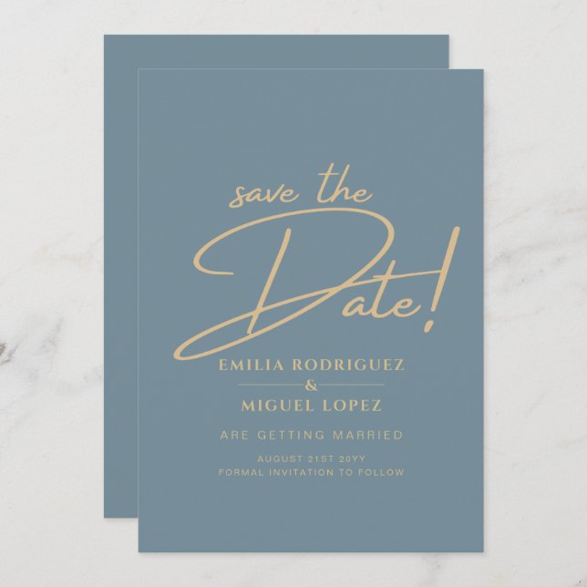 Invitación Boda de oro Verde azulado de vidrio marino todo en (Anverso / Reverso)