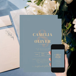 Invitación Boda de oro Verde azulado de vidrio marino todo en