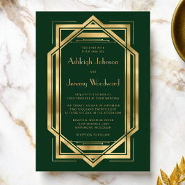 Invitación Boda de oro verde del marco decorativo de la época
