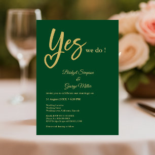 Invitación Boda de oro verde esmeralda