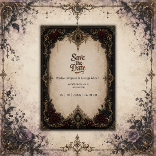 Invitación Boda de oro victoriana barroca medieval gótica
