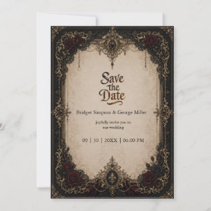 Invitación Boda de oro victoriana barroca medieval gótica
