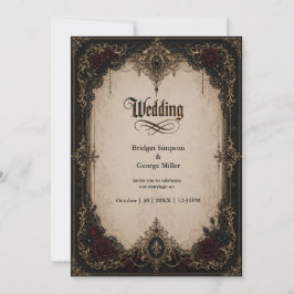 Invitación Boda de oro victoriano gótico barroco medieval