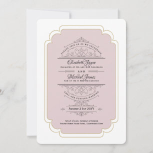 Invitación Boda de oro Vintage Regency Dusty Rosa