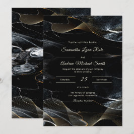 Invitación Boda de oro y blanco negro personalizado