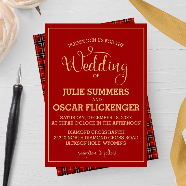 Invitación Boda de Oro y Oro de Borgoña (Subido por el creador)