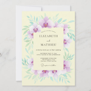 Invitación Boda de orquídea amarilla pálida de prado