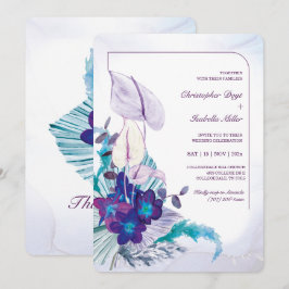 Invitación Boda de Orquídea Azul y Lirio de Calla