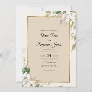 Invitación Boda de Orquídea Blanca Champagne