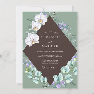 Invitación Boda de orquídea blanca de chocolate