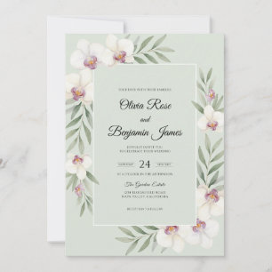 Invitación Boda de Orquídea Blanca Menta