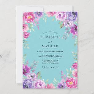 Invitación Boda de orquídea cian en flor