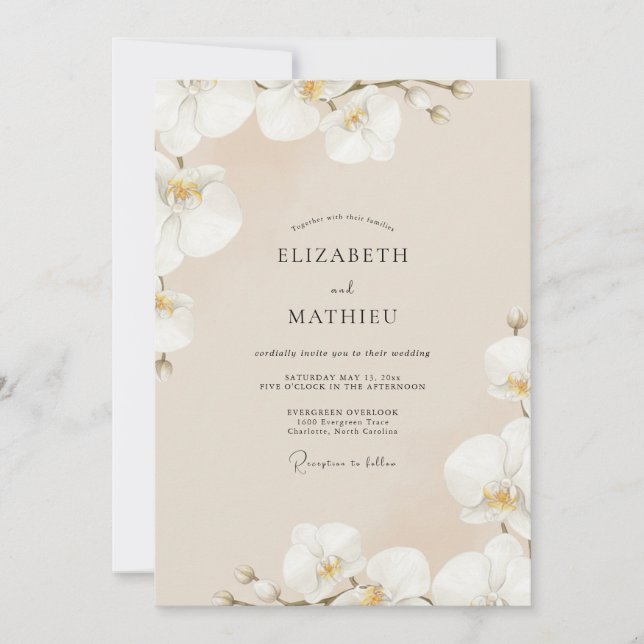 Invitación Boda de Orquídea con Crema de Champán (Anverso)