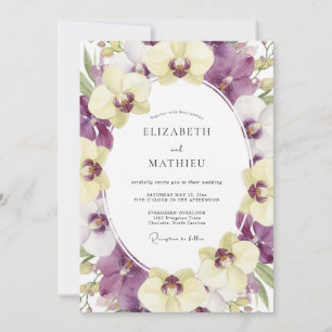 Invitación Boda de Orquídea Crema Púrpura