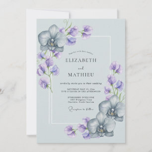 Invitación Boda de orquídea elegante azul claro