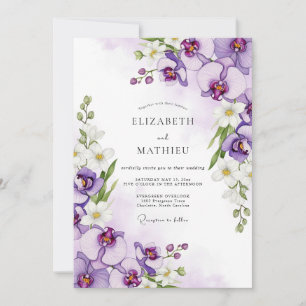 Invitación Boda de orquídea floreciente púrpura