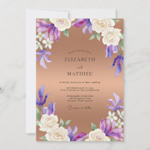 Invitación Boda de Orquídea Lavanda Cobre