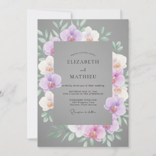 Invitación Boda de orquídea lavanda gris