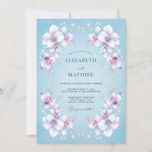 Invitación Boda de orquídea lila celeste