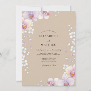 Invitación Boda de orquídea lila taupe
