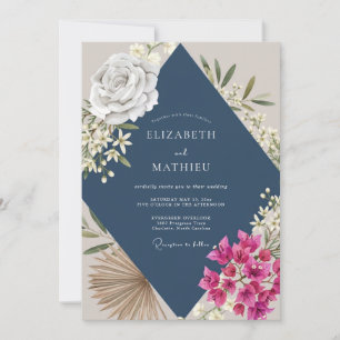 Invitación Boda de orquídea magenta de la Marina