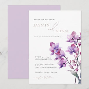 Invitación Boda de Orquídea Púrpura Elegante