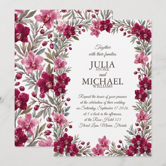 Invitación Boda de orquídeas (Anverso / Reverso)