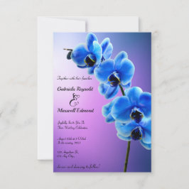 Invitación Boda de orquídeas azules de cielo floral moderno
