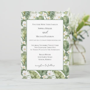 Invitación Boda de Orquídeas Blancas Hojas Verdes Tropicales