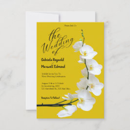 Invitación Boda de orquídeas blancas y amarillas florales mod