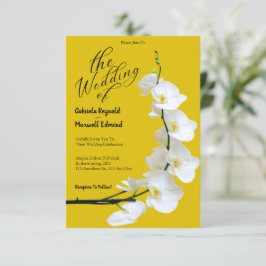 Invitación Boda de orquídeas blancas y amarillas florales mod