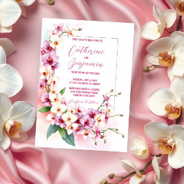 Invitación Boda de Orquídeas Blancas y Rosa Delicado Romántic