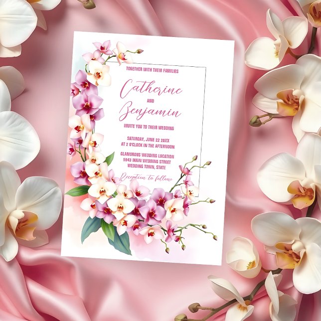 Invitación Boda de Orquídeas Blancas y Rosa Delicado Romántic (Subido por el creador)