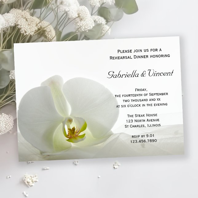 Invitación Boda de orquídeas blancas y velos para la cena (Subido por el creador)