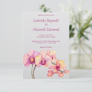 Invitación Boda de Orquídeas de Flores de Agua Elegante