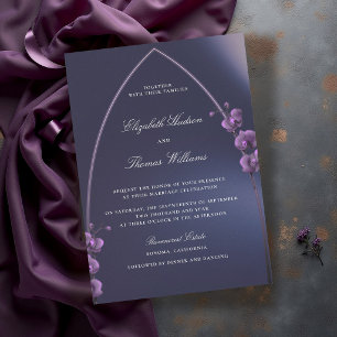 Invitación Boda de Orquídeas Purpúreas Azules Atmosféricas co