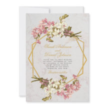 Boda de Orquídeas Rosadas de Mármol Geométrico Flo