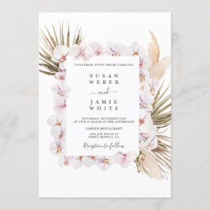 Invitación Boda de orquídeas rosadas de moda tropical