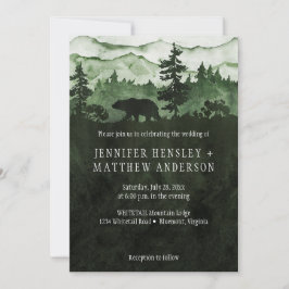 Invitación Boda De Oso De Las Vivas Montañas Verdes