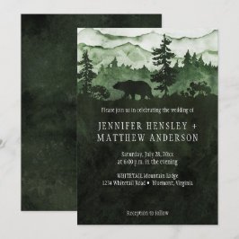 Invitación Boda De Oso De Las Vivas Montañas Verdes